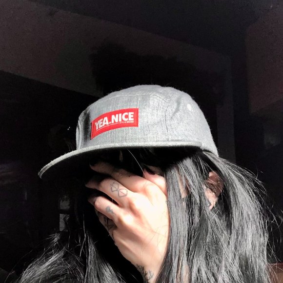 Men's Skate Hat - Yea.Nice Brand - 5 Panel Cap - Red Logo - Picture 4 of 4